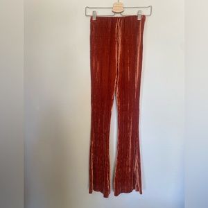 Urban Outfitters Burnt Orange Velvet Flared Pants - Size Small